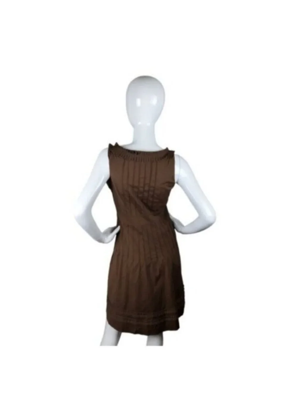 Tory Burch Pleated Sleeveless Fit And Flare Dress Brown Size 4